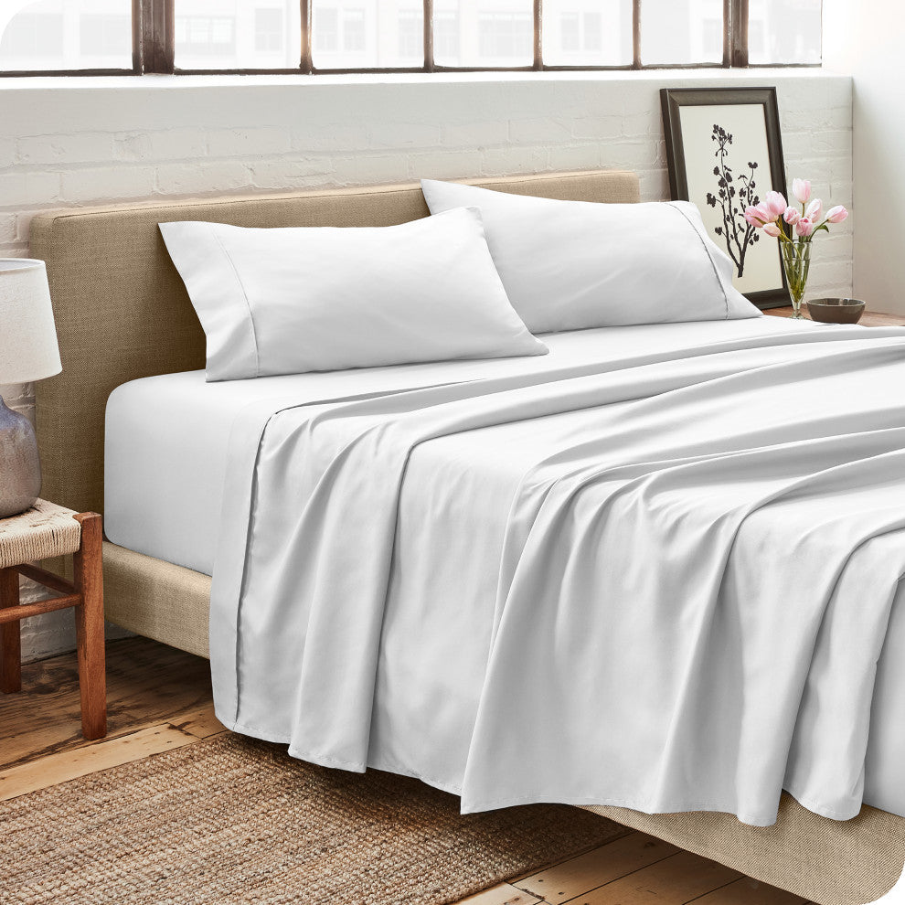 Bare Home 1800 Microfiber Sheet Set, White, Split Queen