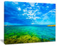 "Picturesque Green Blue Seashore" Modern Seascape Wall Art, 40"x30"