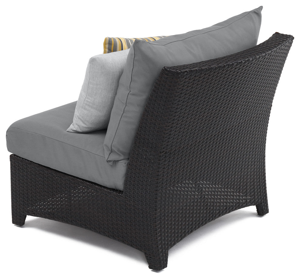 Deco 6 Piece Aluminum Outdoor Patio Sectional and Table Set, Charcoal Gray