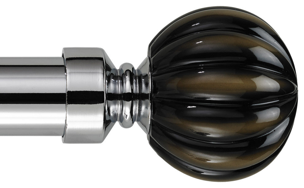 Ceramic Ball Non-Telescoping Curtain Rod, Chrome, 48''