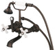 Vintage 7" Spread Wall Mount Tub Faucet & Handheld Shower, Cross handles