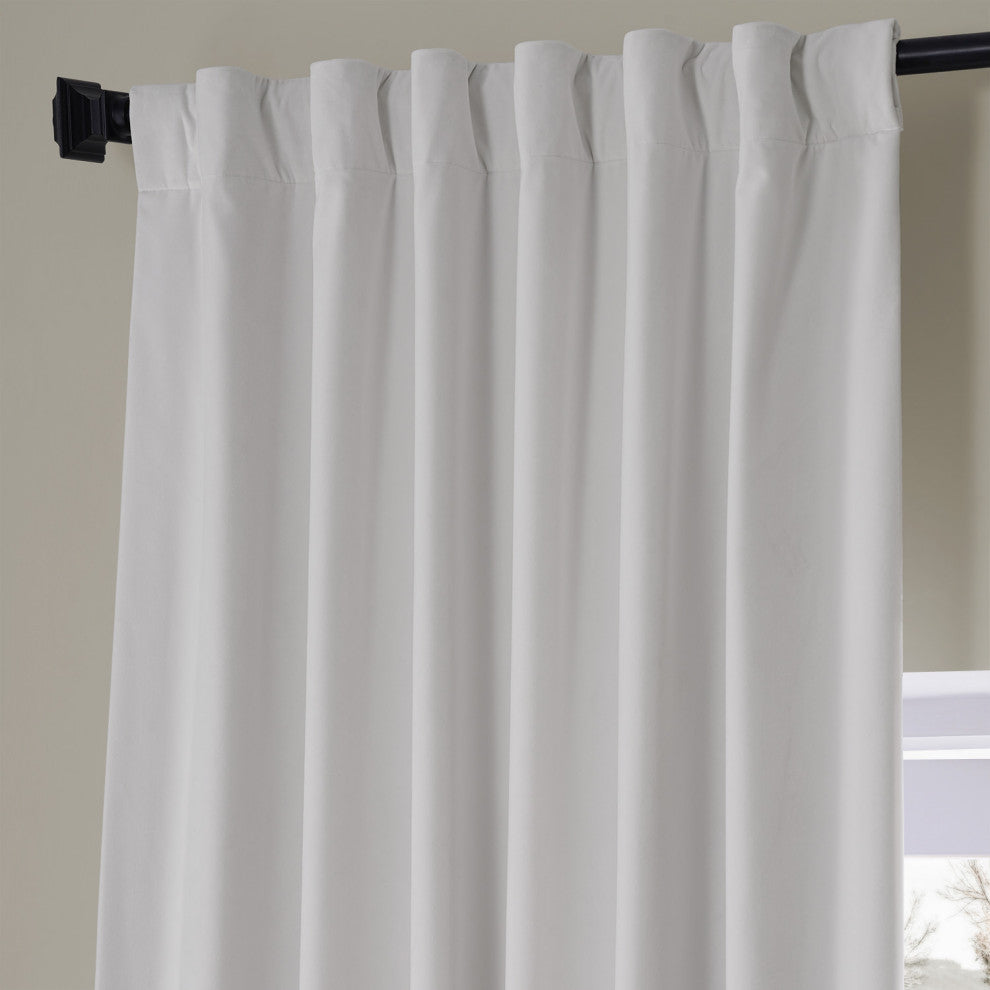 Signature Plush Velvet Blackout Curtain Single Panel, Misty White, 50"w X 96"l