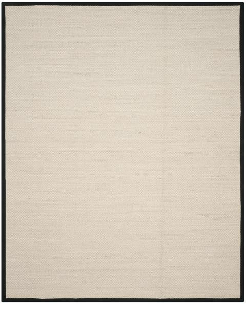Safavieh Natural Fiber Nf143A Solid Color Rug, Marble/Black, 2'6" X 12'0"