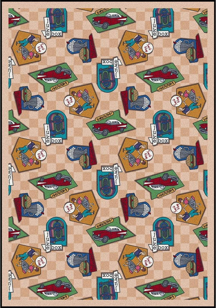 Kaleidoscope Rug, Fabulous Fifties, 7'8"x10'9", Beige