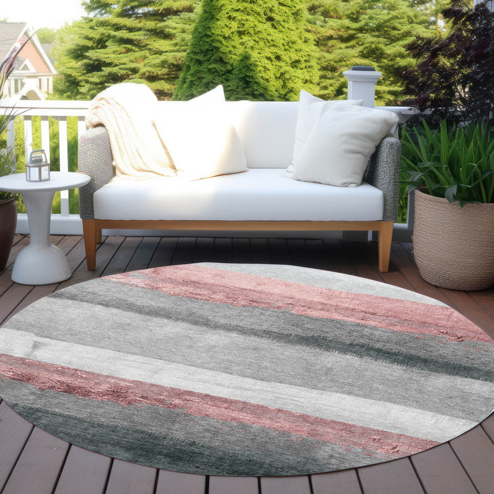 Machine Washable Indoor/Outdoor Chantille ACN1883 Blush 8' x 8' Round Rug