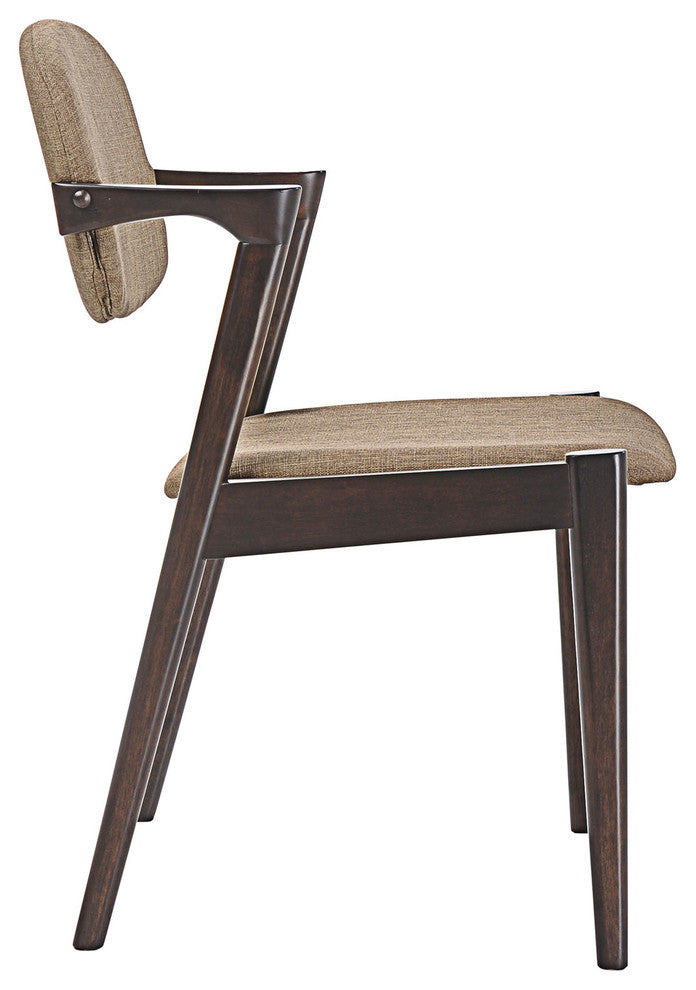 Modern Urban Contemporary Dining Armchair, Brown Wood Fabric