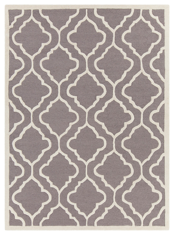 Davin Contemporary Area Rug, Gray and Cream, 7'x10'