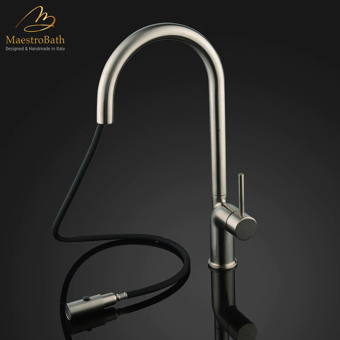 Isla Modern Kitchen Faucet With 2 Jets, Brushed Nickel