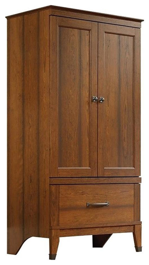 Pemberly Row 2 Doors Wood Armoire with Drawer in Washington Cherry