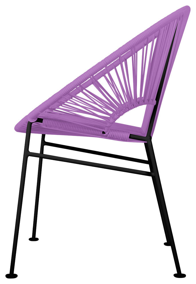 Concha Indoor/Outdoor Handmade Dining Chair, Orchid Weave, Black Frame