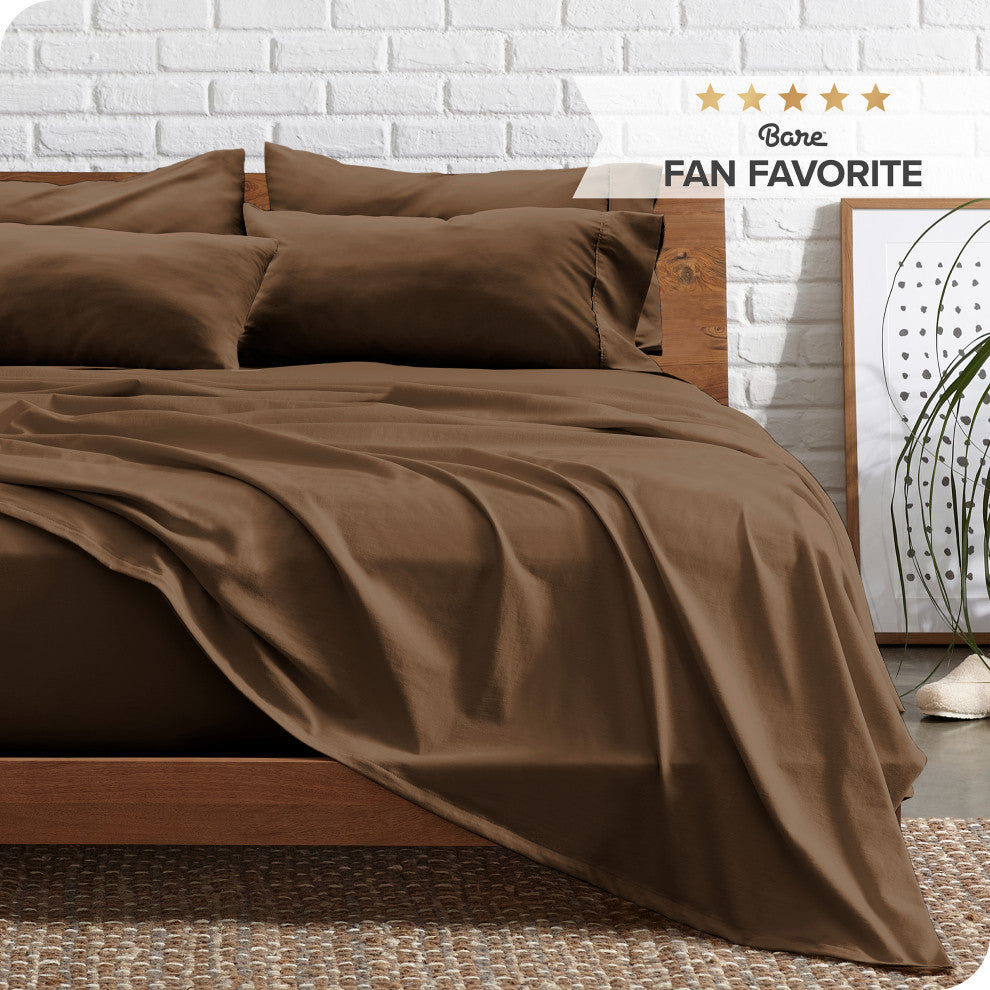 Bare Home 6-Piece Microfiber Sheet Set, Cocoa, Queen