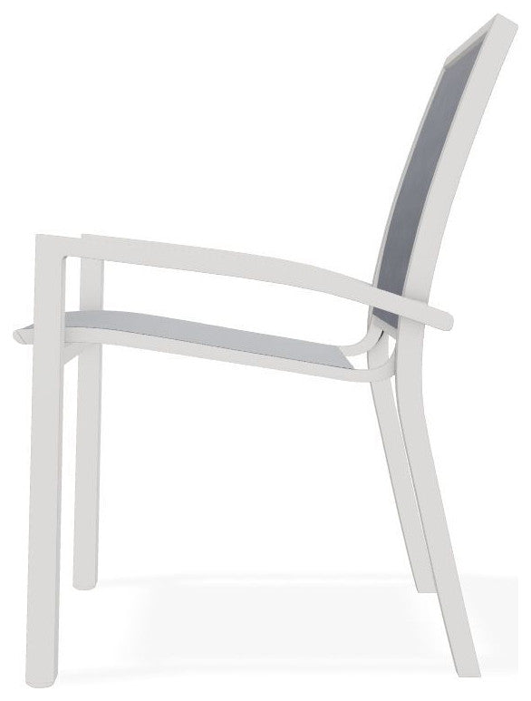 Kendall Sling Stackable Outdoor Dining Chair, Augustine Denim/Snow