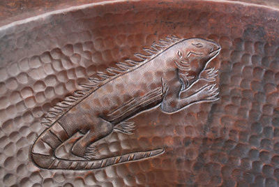 Hammered Oval Lizards Bathroom Copper Sink