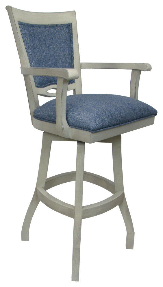 Swivel Wood Counter 26" 30" Extra Tall 34" Bar Stool 400, Kokomo Azure and Antique White, 30"