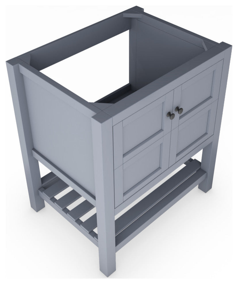 CastelloUSA Alicia 30" Freestanding Vanity, Base Only, Gray, Black Handles