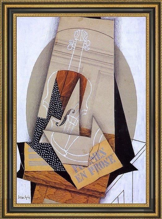 Juan Gris Composition with Violin - 18" x 27" Framed Premium Canvas Print