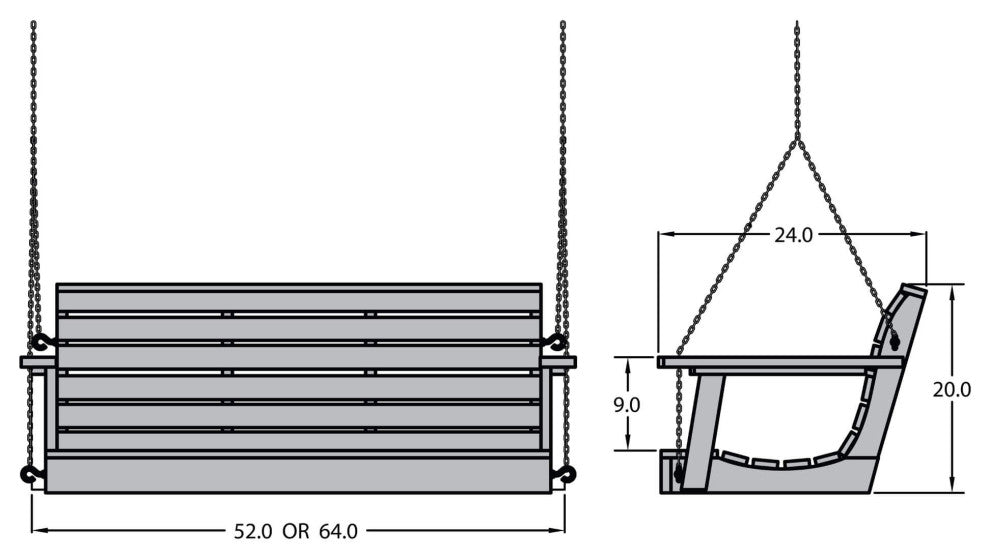 Weatherly Porch Swing, Black, 4'