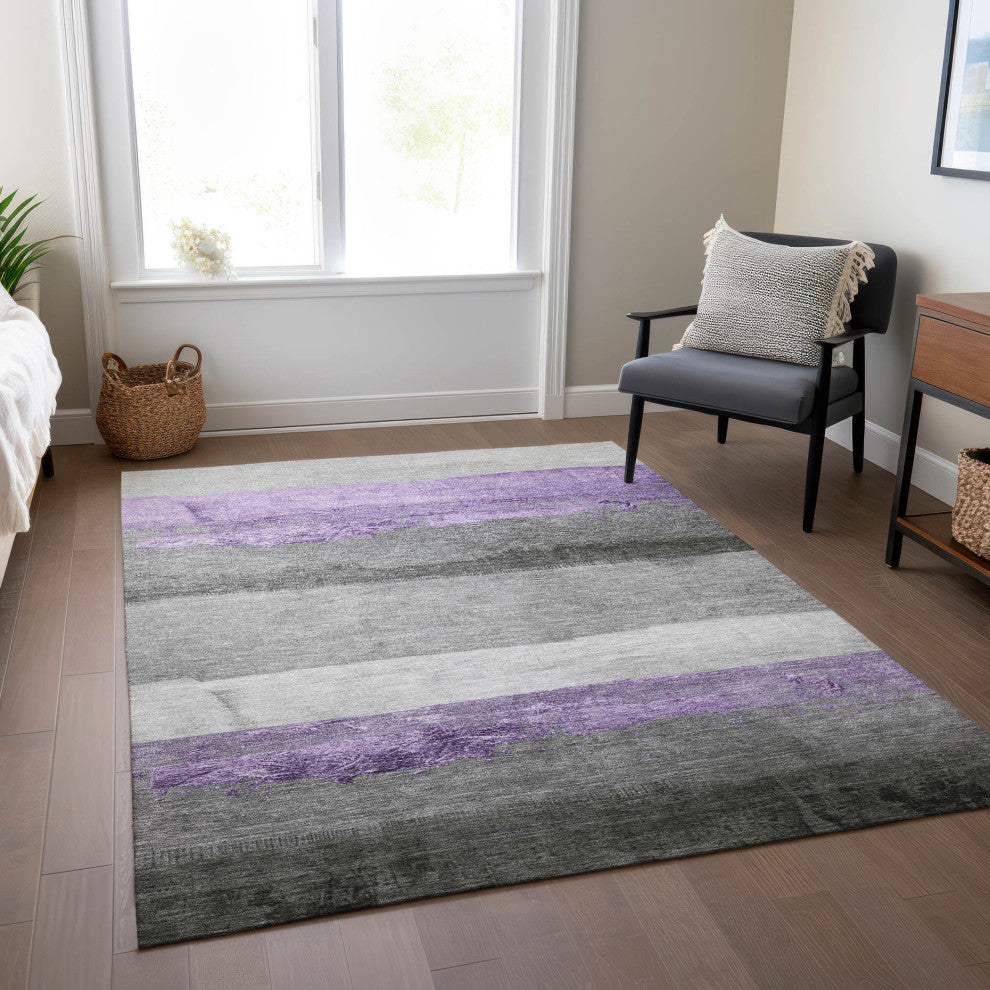 Machine Washable Indoor/Outdoor Chantille ACN1883 Violet 3' x 5' Rug