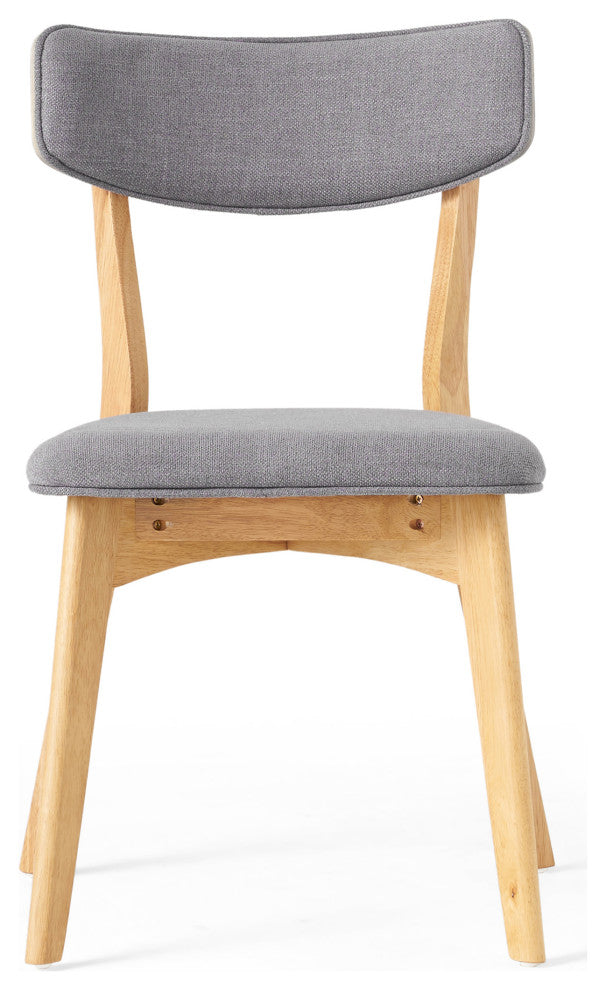 GDF Studio Mid-Century Modern Upholstered Dining Chairs, Set of 4, Dark Gray/Oak