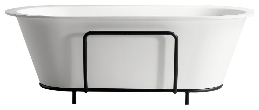 71 in. W Solid Surface Clawfoot Soaking Bathtub with Center Drain