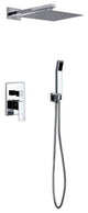 Aqua Piazza Set with12" Square Rain Shower and Handheld, Chrome