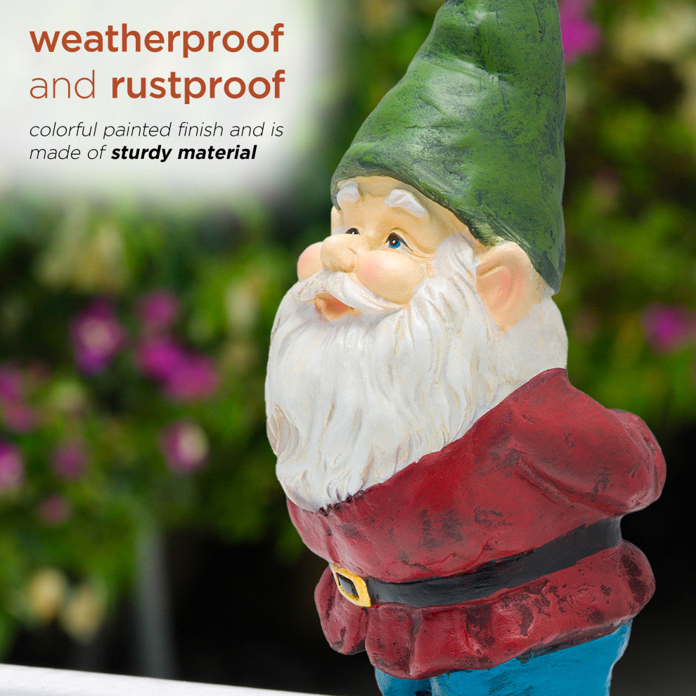 Bearded Garden Gnome Statue with Green Hat