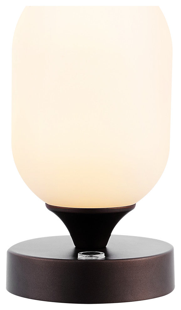 Eli 8" Bohemian Farmhouse Iron Rechargeable Integrated LED Table Lamp, Black