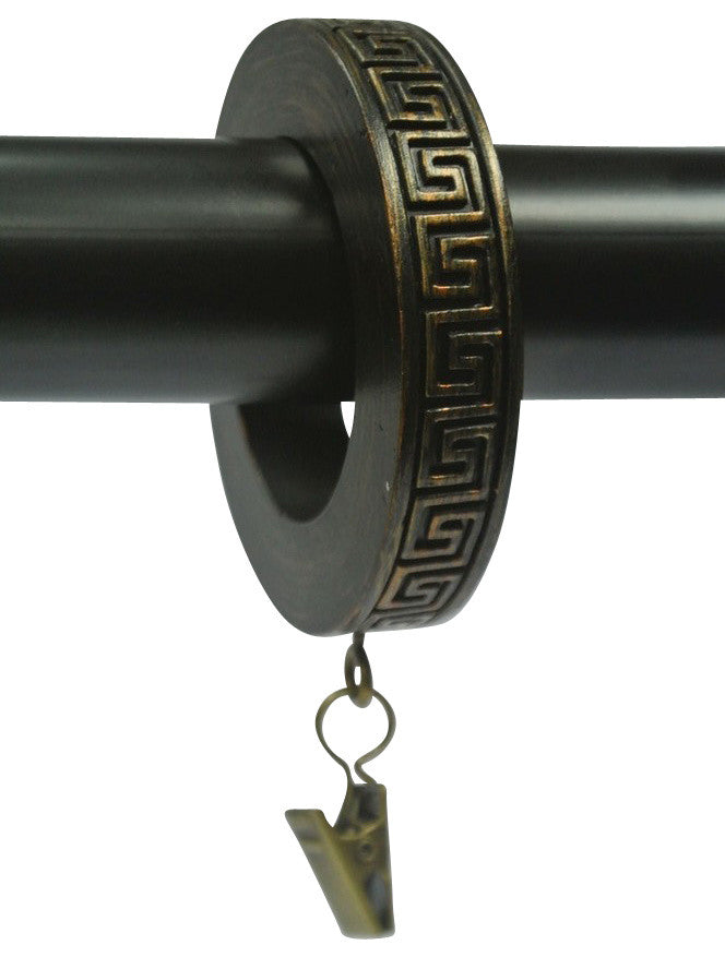 1 3/4" Greek Key Designer Curtain Rings, Burnt Gold, Set of 14