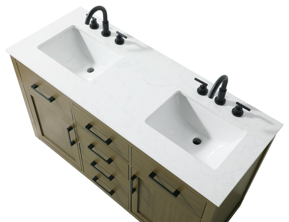 Home Living 54" Double Bathroom Vanity, Chestnut Brown