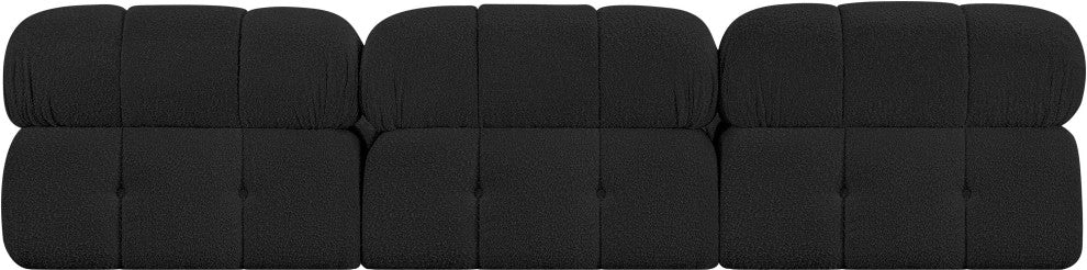 Ames Boucle Fabric Modular Sofa, Black, 3-Piece: 3 Armless Chair