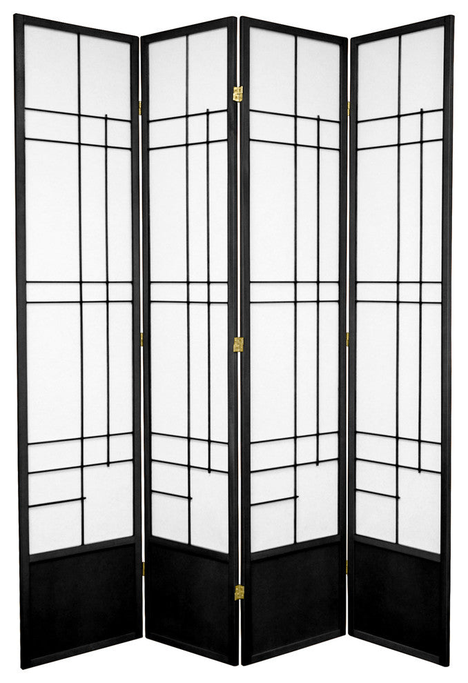7' Tall Eudes Shoji Screen, Black, 4 Panels