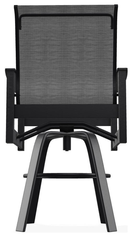 Leeward Sling Bar Height Outdoor Swivel Armchair, Collect Charcoal/Black