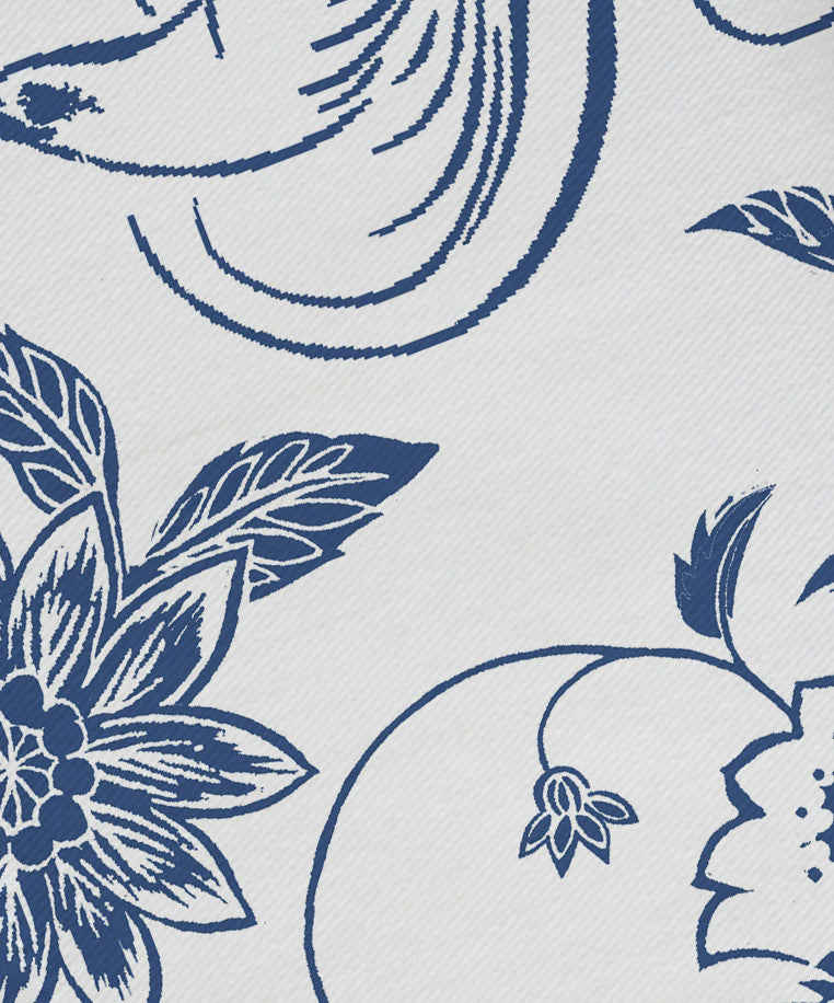 Traditional Bird Floral, Floral Print Napkin, Blue, Set of 4