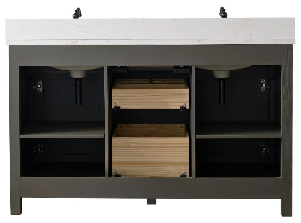 Jasper 54" Bathroom Vanity, Textured Gray, Ariston White Engineered Stone Top