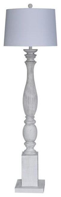Elmwood 63" White Distressed Polyresin Floor Lamp, 1pk