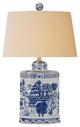 Tea House Porcelain Table Lamp, Blue and  White