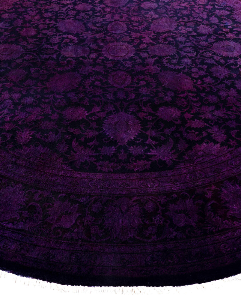 Overdyed One-of-a-Kind Hand-Knotted Area Rug Purple, 8' 1" x 8' 2"