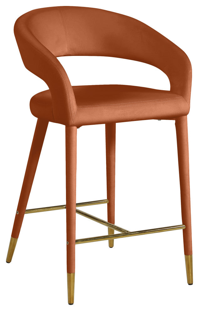 Destiny Counter Stool, Cognac, Velvet