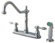 Tudor Polished Chrome 8" Center Kitchen Faucet With Sprayer KB1751TAL
