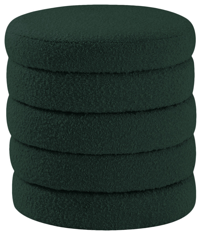 Aphia Boucle Fabric Upholstered Ottoman, Green, Ottoman / Stool