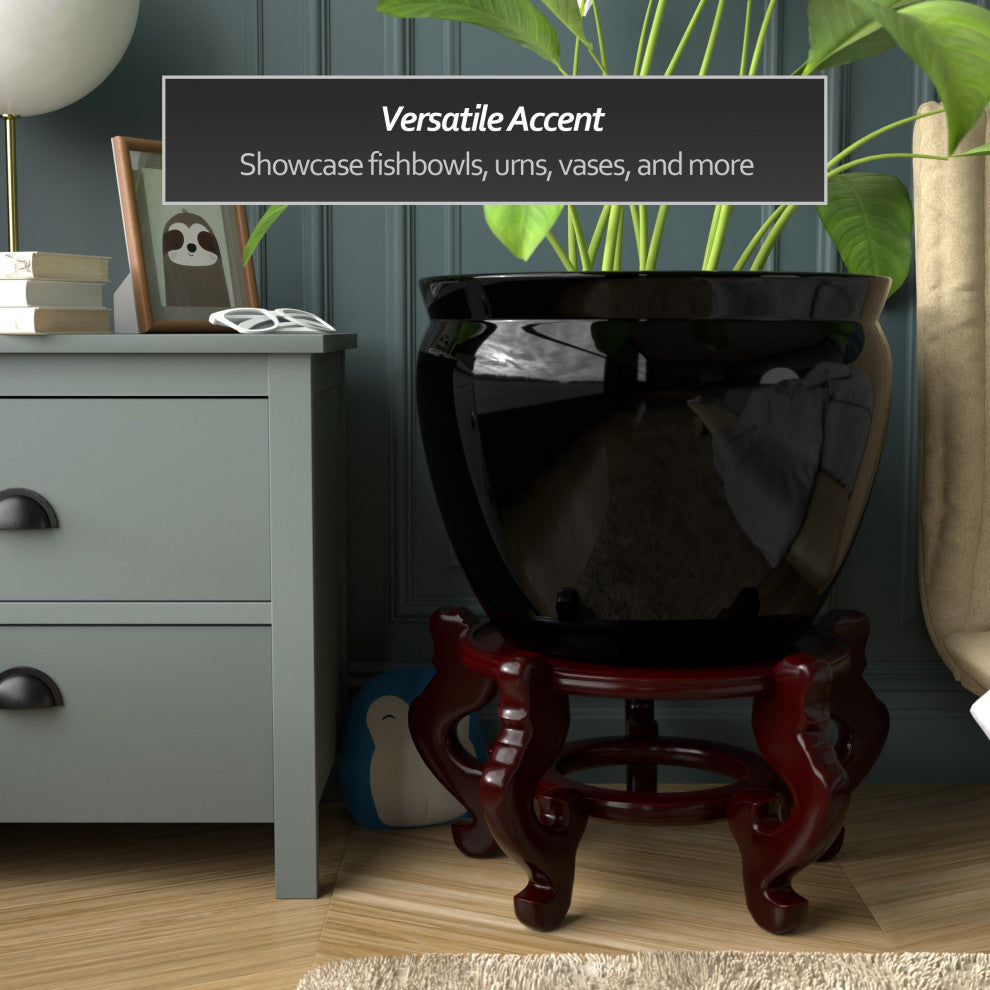 Rosewood Fishbowl Stand, Size 15.5" Base Diameter