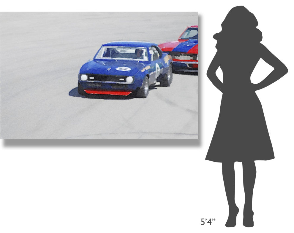 "Chevy Camaro on Race Track Watercolor" Fine Art Print