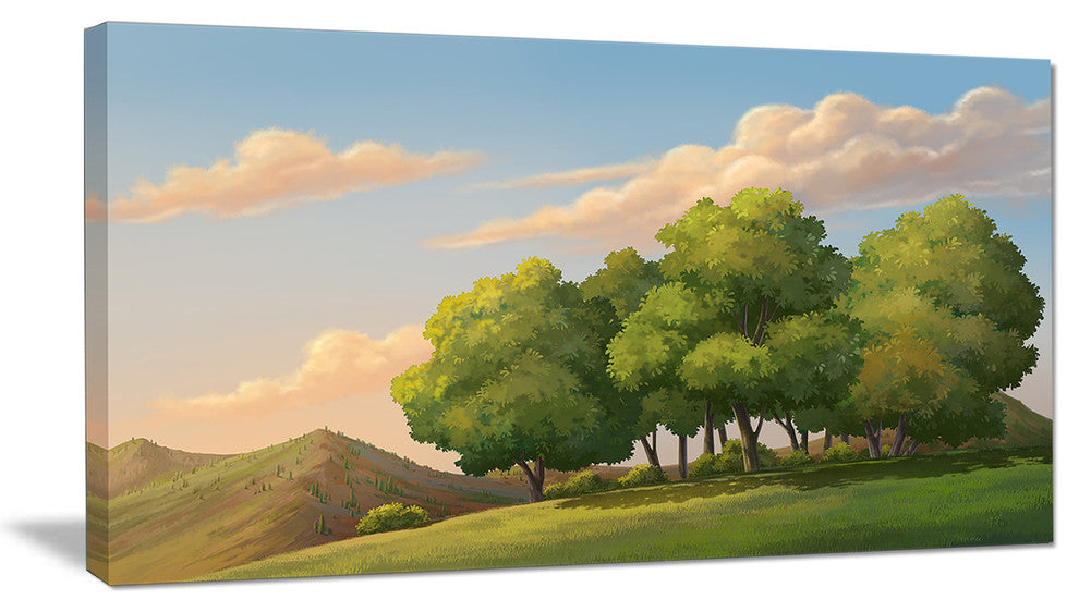 "Green Mounds With Green Trees" Landscape Wall Art Print, 40"x20"
