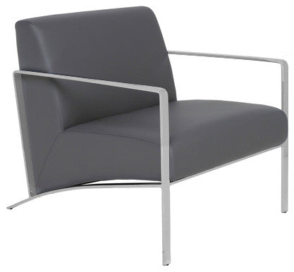 Risa Leather Lounge Chair, Gray Leather