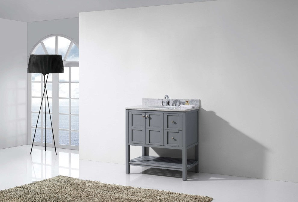 Winterfell 36" Single Bathroom Vanity Set, Gray With No Mirror