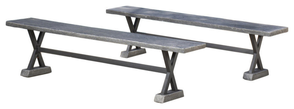 GDF Studio Arthur Graphite Dining Benches, Set of 2