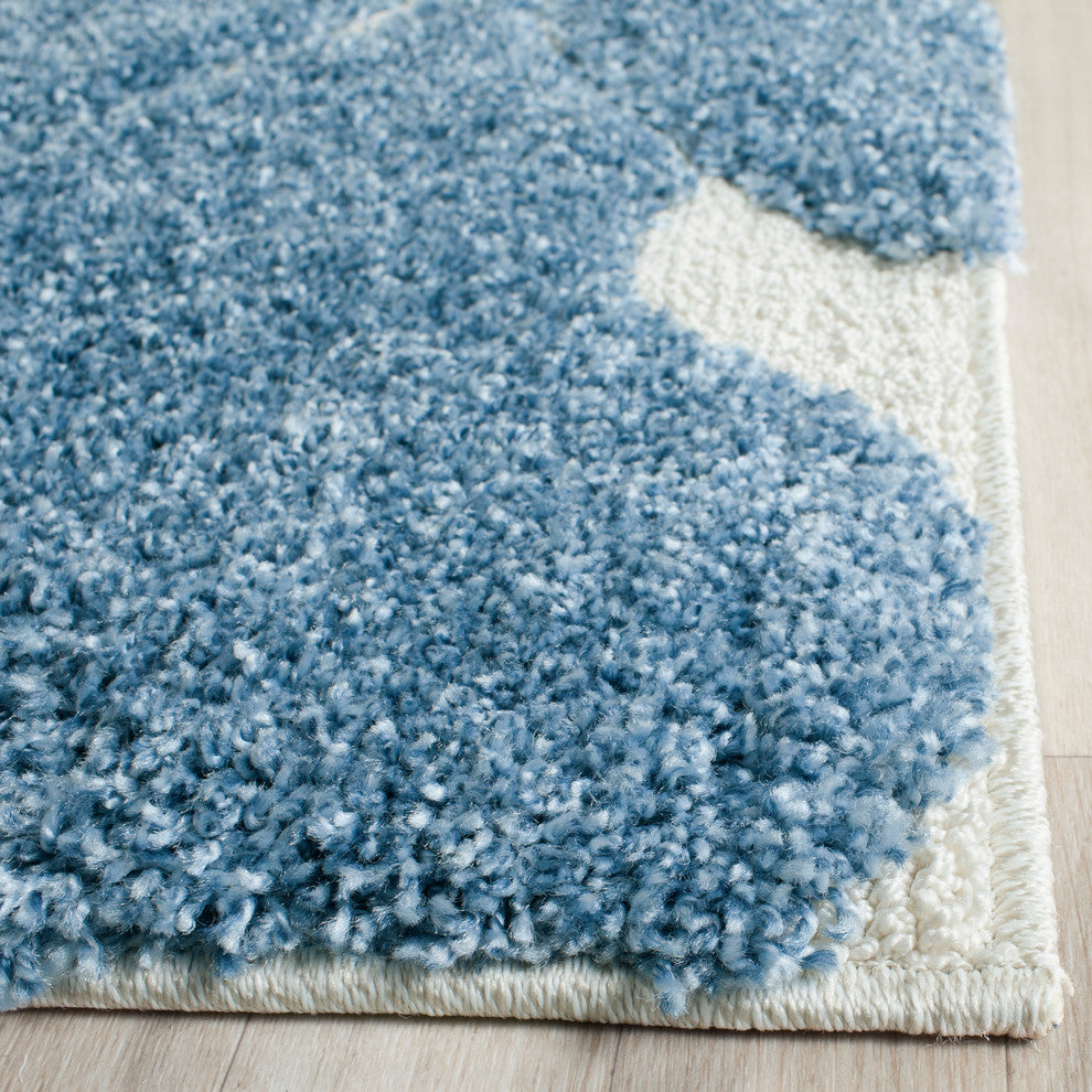 Safavieh Florida Shag Sg455-6011 Rug, Dark Blue/Cream, 8'0" X 10'0"