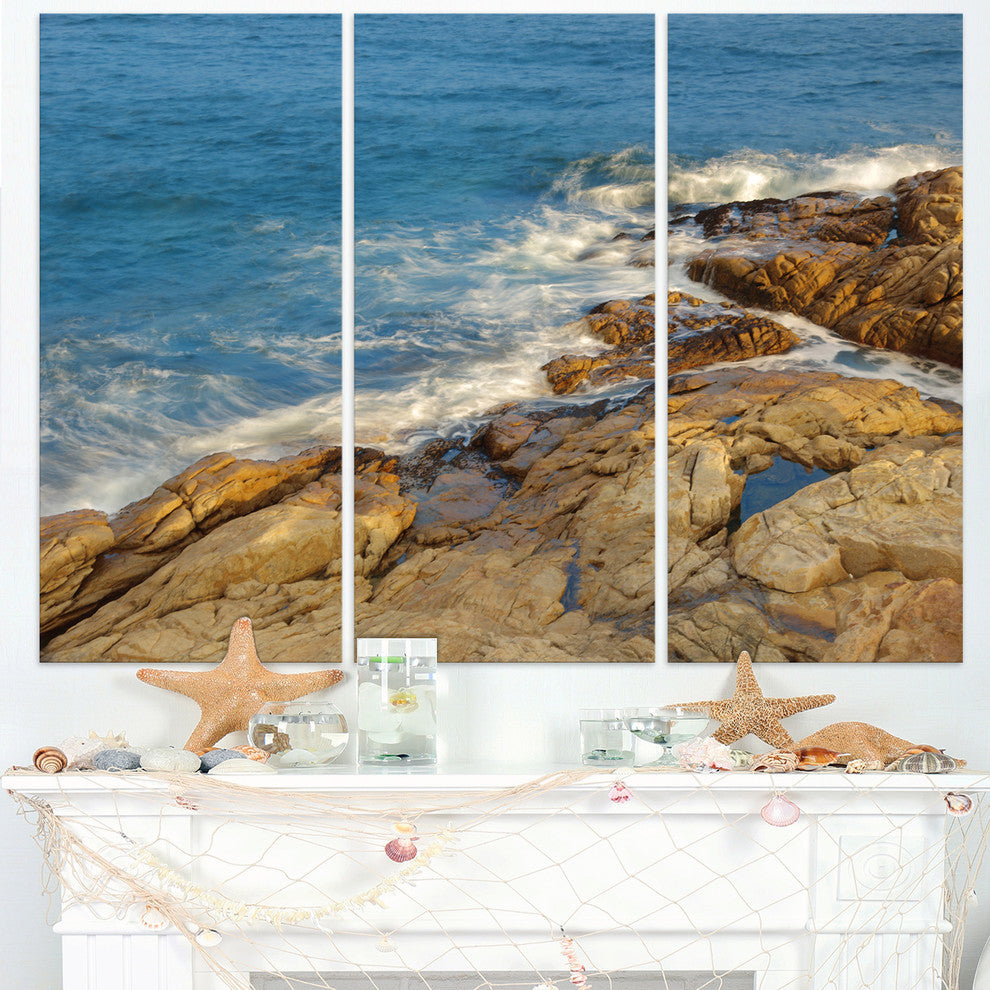 "Rocky Hong Kong Seashore" Metal Wall Art, 3 Panels, 36"x28"