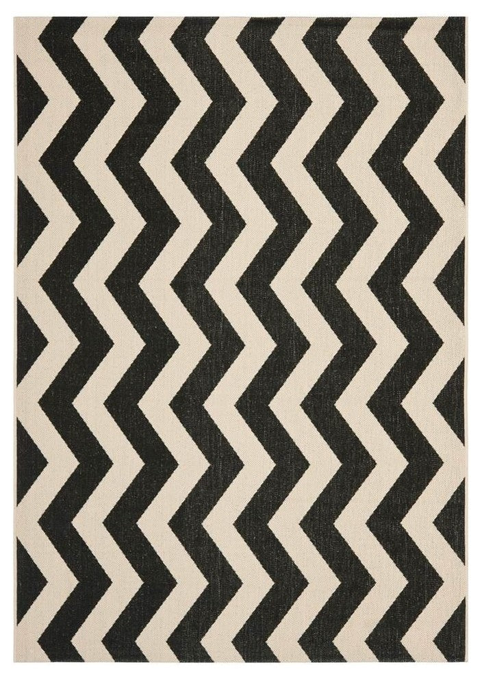 Safavieh Courtyard Cy6245-256 Black, Beige Area Rug, 4'0" X 5'7"