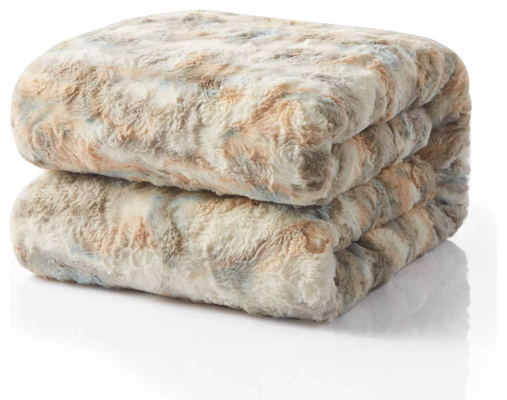 Tache Super Soft Brown Russian Lynx Faux Fur Throw Blanket, 90"x 90"